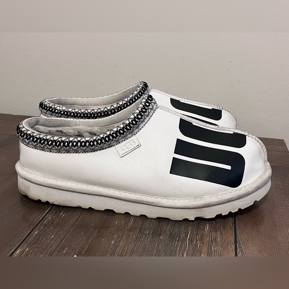 UGG White Leather Tasman Slippers Mens size 9 - Picture 7 of 10